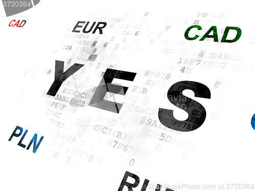 Image of Business concept: Yes on Digital background