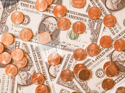 Image of  Dollar coins and notes vintage