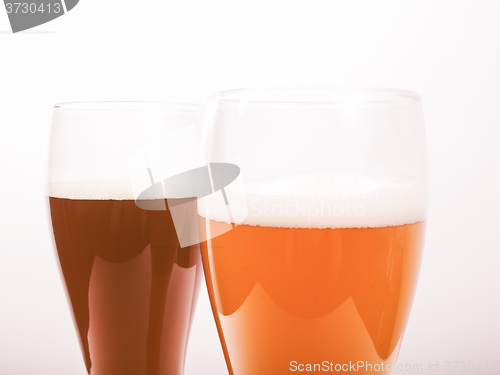 Image of Retro looking Two glasses of German beer