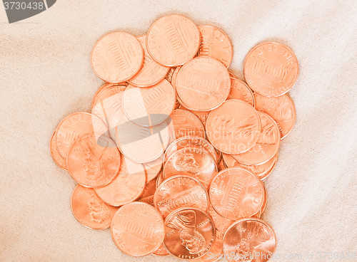 Image of  Dollar coins 1 cent wheat penny vintage