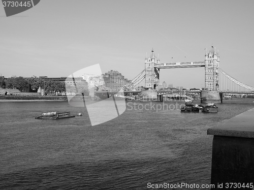 Image of Black and white Tower Bridge in London