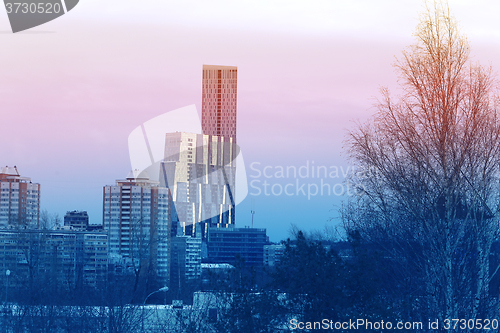 Image of Beautiful building at sunset
