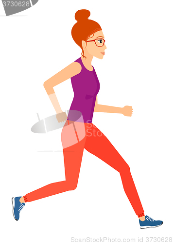 Image of Sportive woman jogging.