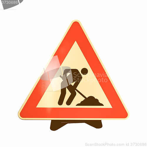 Image of  Road work sign vintage