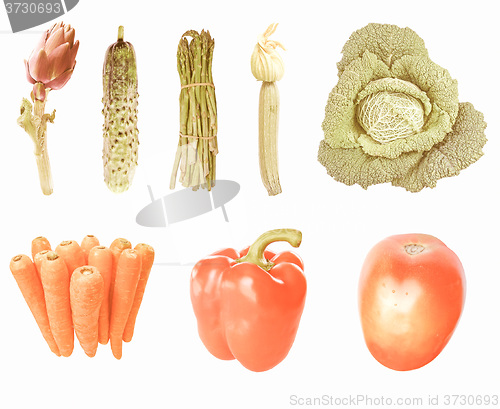 Image of Retro looking Vegetables isolated