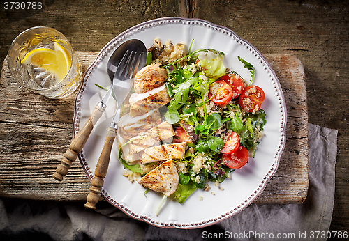 Image of Quinoa and vegetable salad and grilled chicken