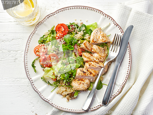 Image of Quinoa and vegetable salad and grilled chicken