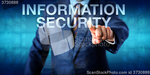 Image of Consultant Touching INFORMATION SECURITY Onscreen