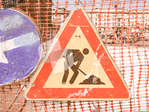 Image of  Work in progress sign vintage