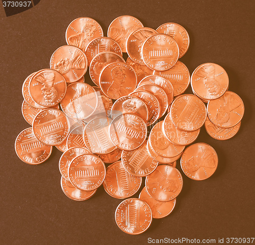 Image of  Dollar coins 1 cent wheat penny vintage