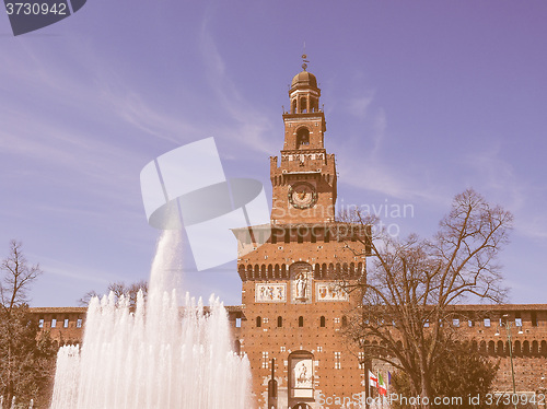 Image of Retro looking Castello Sforzesco Milan