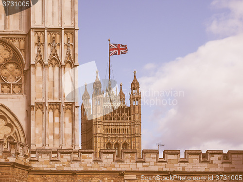 Image of Retro looking Houses of Parliament in London