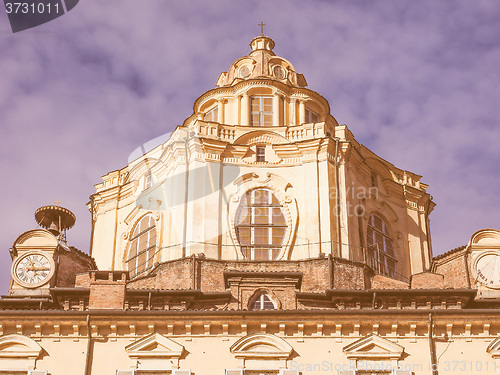 Image of Retro looking San Lorenzo church Turin