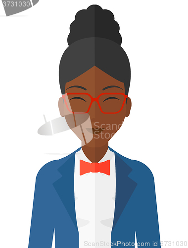 Image of Pleased woman with her eyes closed.