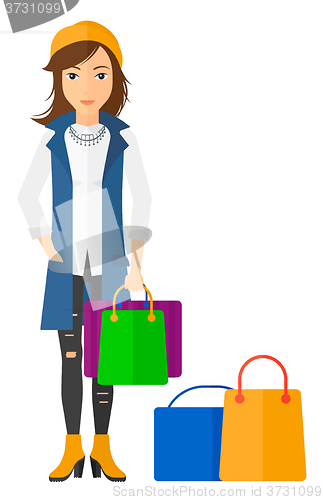 Image of Buyer with shopping bags.