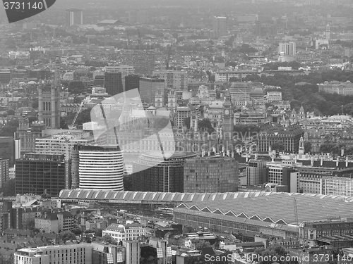 Image of Black and white Aerial view of London