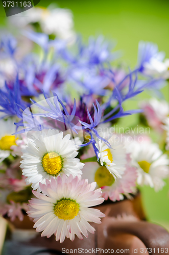 Image of Bouquet of field flowers, close-up  