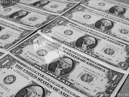 Image of Black and white Dollar notes 1 Dollar