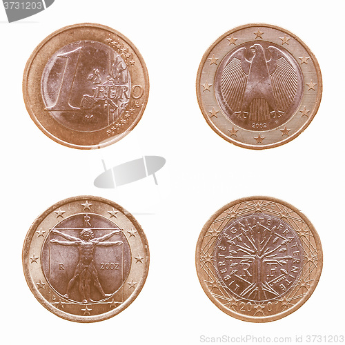 Image of  Euro coins isolated vintage