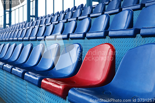 Image of blue seats at stadium