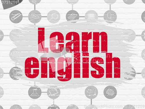 Image of Studying concept: Learn English on wall background