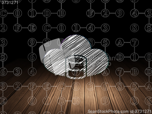 Image of Cloud networking concept: Database With Cloud in grunge dark room