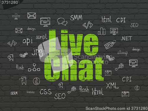 Image of Web development concept: Live Chat on wall background