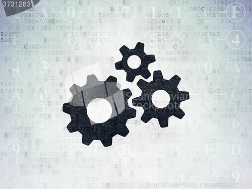 Image of Web design concept: Gears on Digital Paper background