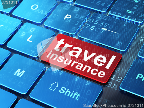 Image of Insurance concept: Travel Insurance on computer keyboard background