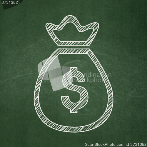 Image of Banking concept: Money Bag on chalkboard background