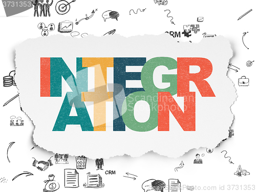 Image of Business concept: Integration on Torn Paper background