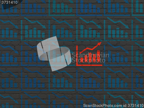 Image of Finance concept: growth graph icon on wall background
