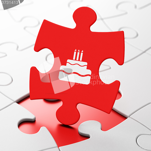 Image of Entertainment, concept: Cake on puzzle background