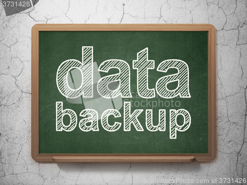 Image of Information concept: Data Backup on chalkboard background