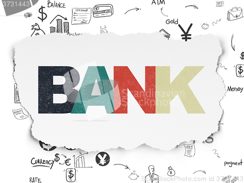 Image of Banking concept: Bank on Torn Paper background