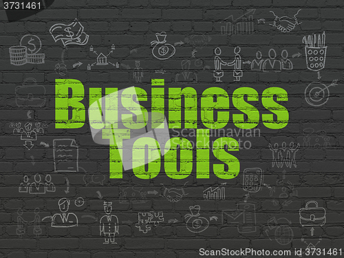 Image of Finance concept: Business Tools on wall background