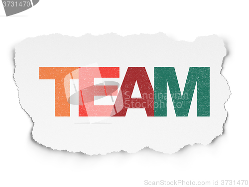 Image of Business concept: Team on Torn Paper background