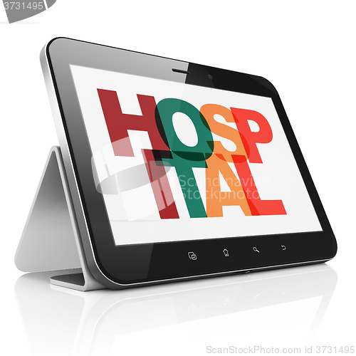 Image of Health concept: Tablet Computer with Hospital on  display