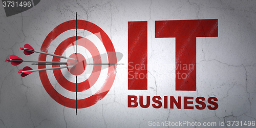 Image of Finance concept: target and IT Business on wall background