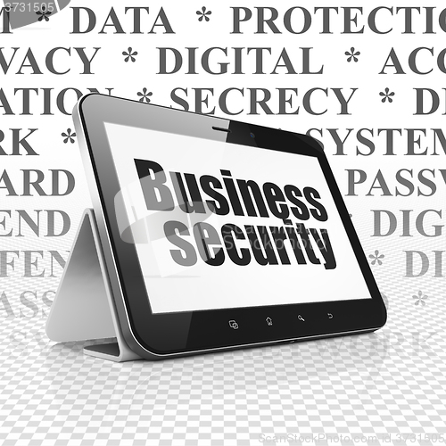 Image of Privacy concept: Tablet Computer with Business Security on display