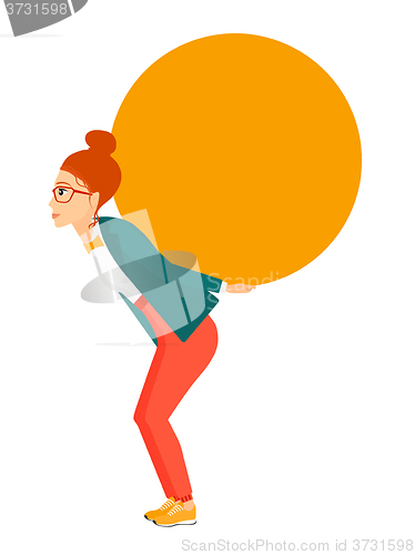 Image of Woman carrying big ball.