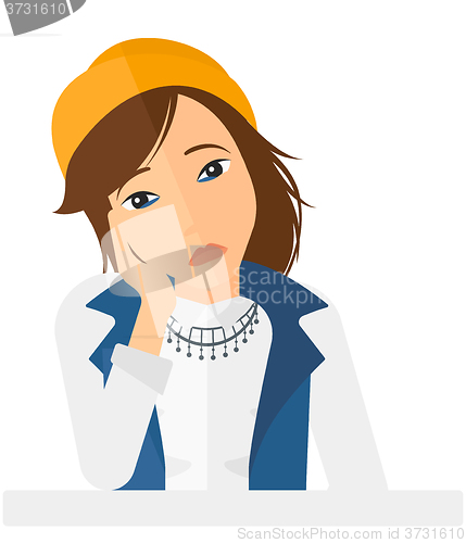 Image of Young grieving woman.