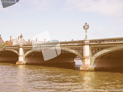 Image of Retro looking Westminster Bridge in London