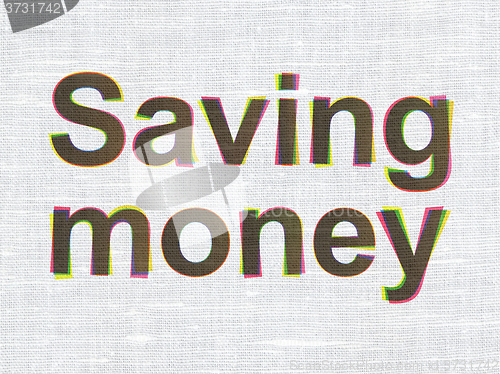 Image of Finance concept: Saving Money on fabric texture background