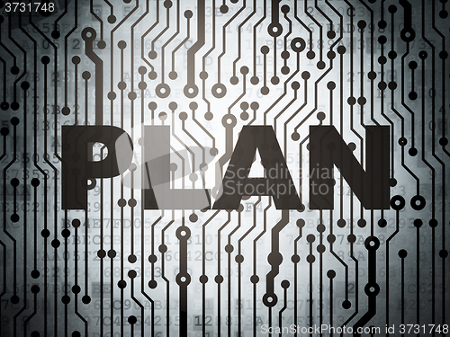 Image of Business concept: circuit board with Plan