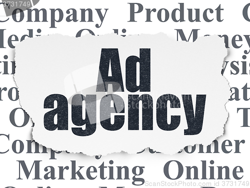 Image of Marketing concept: Ad Agency on Torn Paper background