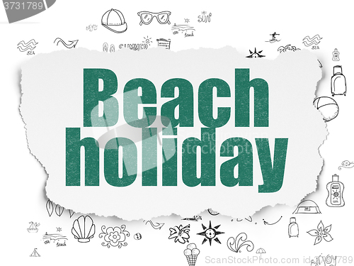 Image of Tourism concept: Beach Holiday on Torn Paper background