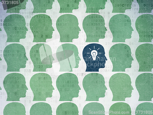 Image of Business concept: head with light bulb icon on Digital Paper background