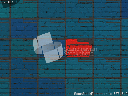 Image of Finance concept: folder icon on wall background