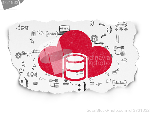 Image of Database concept: Database With Cloud on Torn Paper background